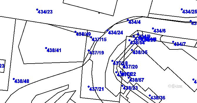 Parcela st. 437/16 v KÚ Radlice, Katastrální mapa