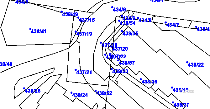 Parcela st. 437/17 v KÚ Radlice, Katastrální mapa