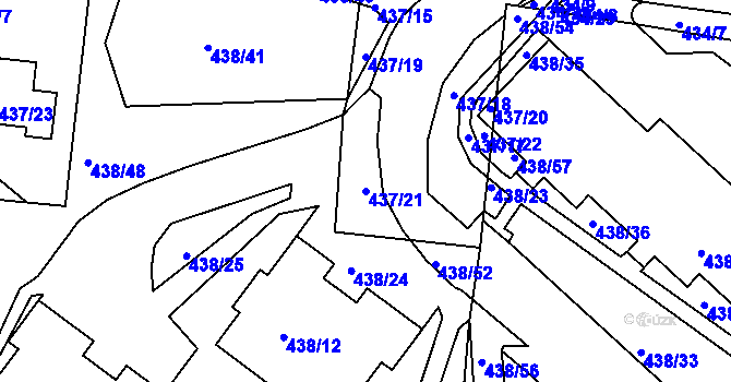 Parcela st. 437/21 v KÚ Radlice, Katastrální mapa