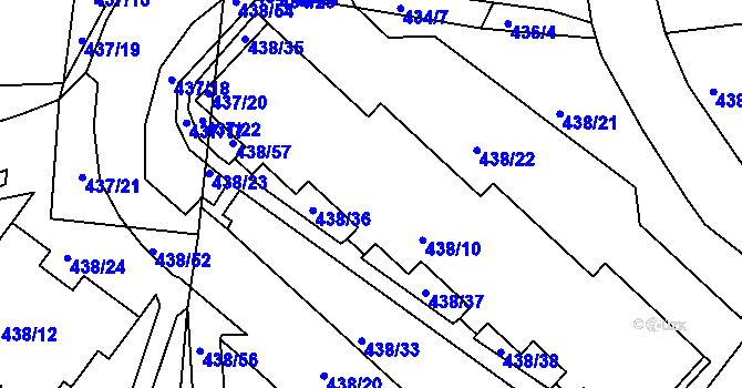 Parcela st. 438/8 v KÚ Radlice, Katastrální mapa
