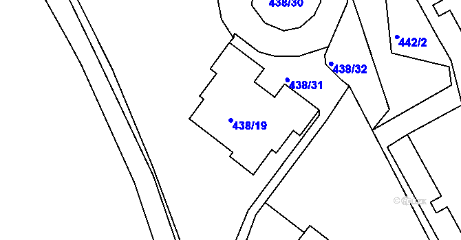 Parcela st. 438/19 v KÚ Radlice, Katastrální mapa