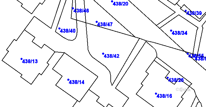 Parcela st. 438/42 v KÚ Radlice, Katastrální mapa