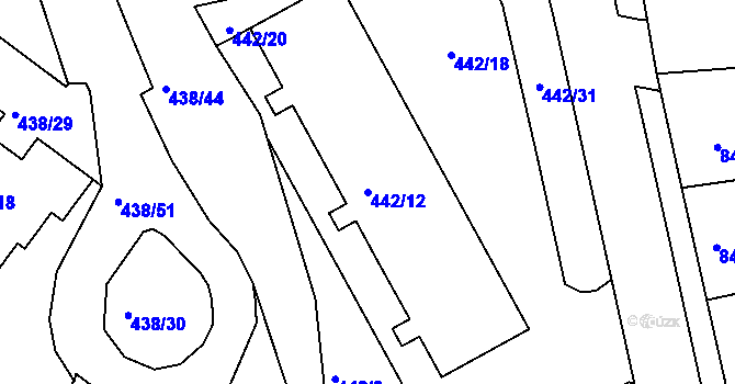 Parcela st. 442/12 v KÚ Radlice, Katastrální mapa