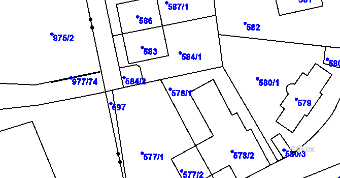 Parcela st. 578/1 v KÚ Radlice, Katastrální mapa