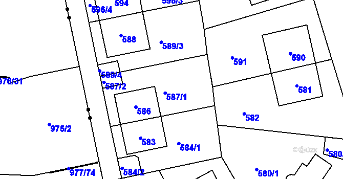 Parcela st. 587 v KÚ Radlice, Katastrální mapa