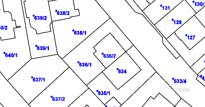 Parcela st. 636/2 v KÚ Radlice, Katastrální mapa