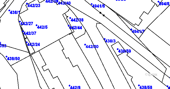 Parcela st. 442/30 v KÚ Radlice, Katastrální mapa