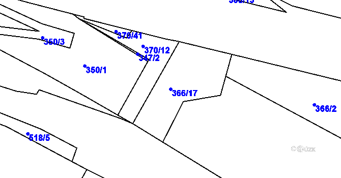 Parcela st. 366/17 v KÚ Radlice, Katastrální mapa