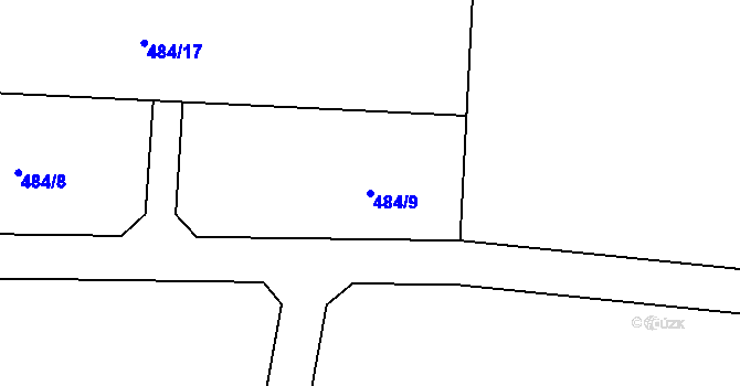 Parcela st. 484/9 v KÚ Radlice, Katastrální mapa