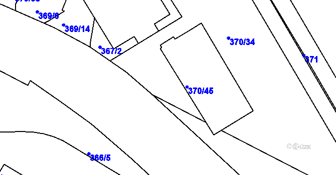 Parcela st. 367/1 v KÚ Radlice, Katastrální mapa