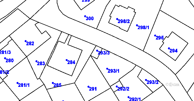 Parcela st. 293/3 v KÚ Radlice, Katastrální mapa