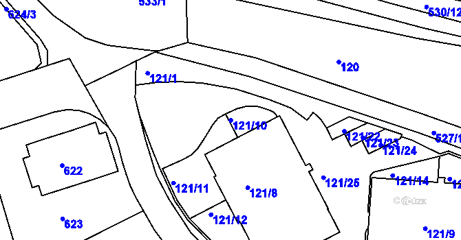 Parcela st. 121/10 v KÚ Radlice, Katastrální mapa