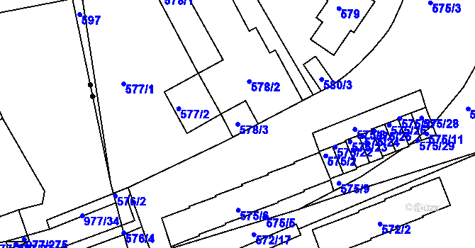 Parcela st. 578/3 v KÚ Radlice, Katastrální mapa