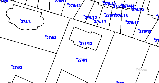 Parcela st. 274/12 v KÚ Jinonice, Katastrální mapa
