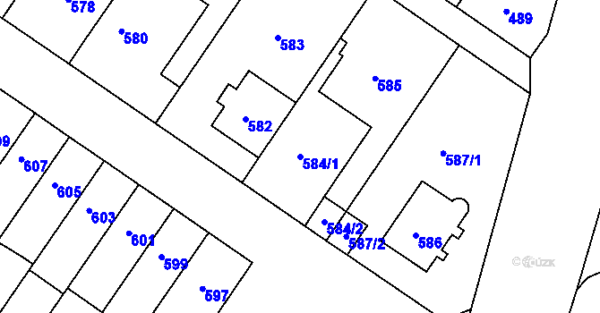 Parcela st. 584/1 v KÚ Jinonice, Katastrální mapa