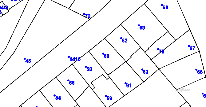 Parcela st. 60 v KÚ Jinonice, Katastrální mapa