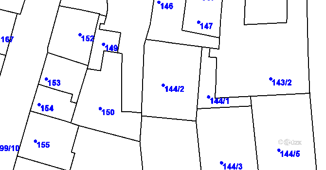 Parcela st. 144/2 v KÚ Jinonice, Katastrální mapa