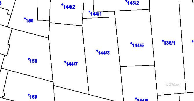 Parcela st. 144/3 v KÚ Jinonice, Katastrální mapa