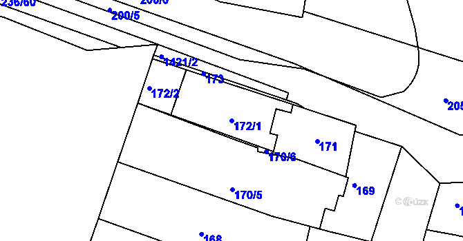 Parcela st. 172/1 v KÚ Jinonice, Katastrální mapa