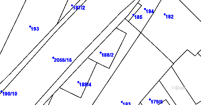 Parcela st. 188/2 v KÚ Jinonice, Katastrální mapa