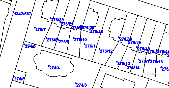 Parcela st. 276/11 v KÚ Jinonice, Katastrální mapa