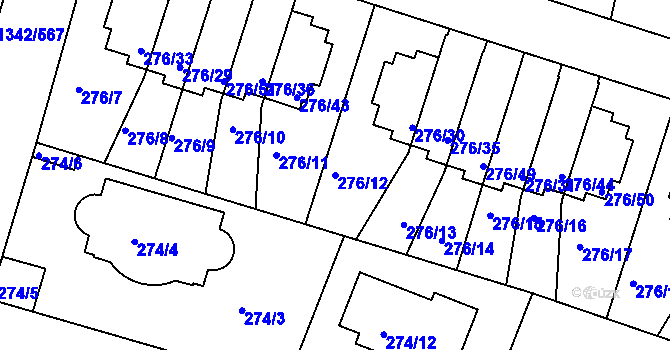 Parcela st. 276/12 v KÚ Jinonice, Katastrální mapa