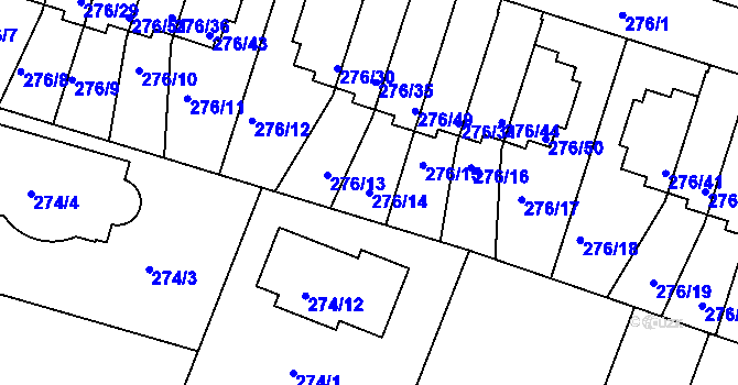 Parcela st. 276/14 v KÚ Jinonice, Katastrální mapa