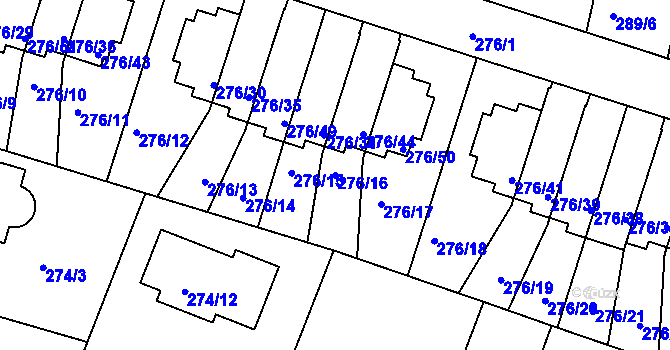 Parcela st. 276/16 v KÚ Jinonice, Katastrální mapa