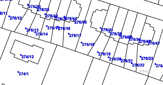 Parcela st. 276/18 v KÚ Jinonice, Katastrální mapa
