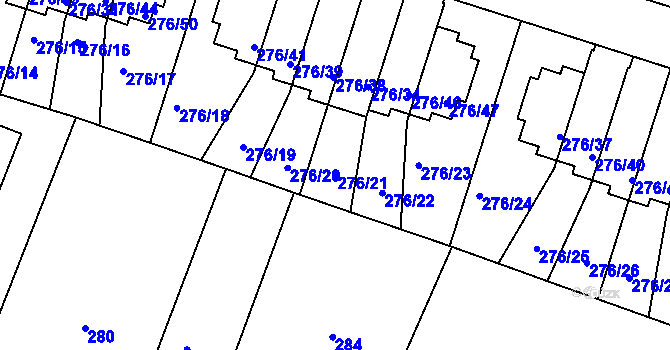 Parcela st. 276/21 v KÚ Jinonice, Katastrální mapa