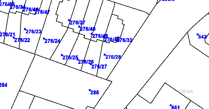 Parcela st. 276/28 v KÚ Jinonice, Katastrální mapa
