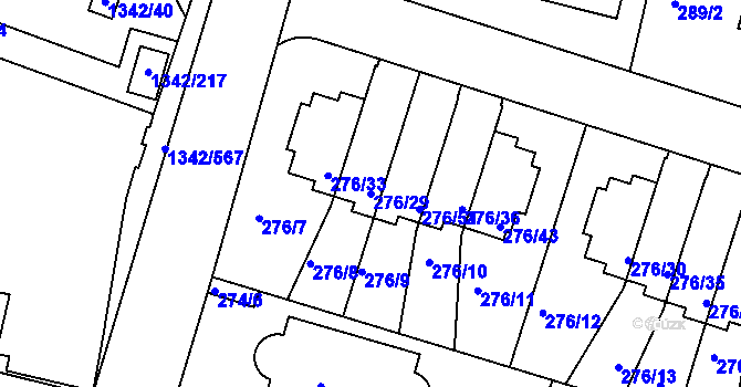 Parcela st. 276/29 v KÚ Jinonice, Katastrální mapa