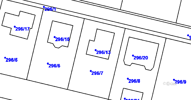 Parcela st. 296/13 v KÚ Jinonice, Katastrální mapa