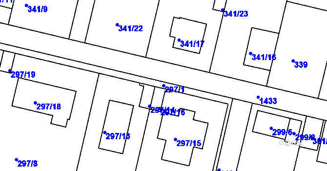 Parcela st. 297/1 v KÚ Jinonice, Katastrální mapa