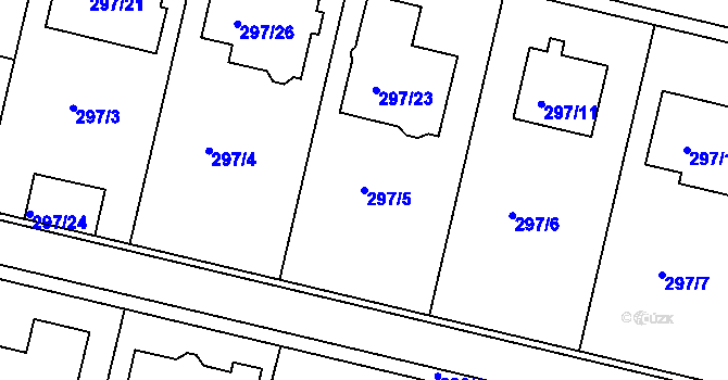 Parcela st. 297/5 v KÚ Jinonice, Katastrální mapa