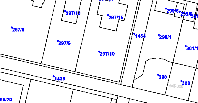 Parcela st. 297/10 v KÚ Jinonice, Katastrální mapa