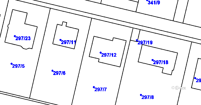 Parcela st. 297/12 v KÚ Jinonice, Katastrální mapa