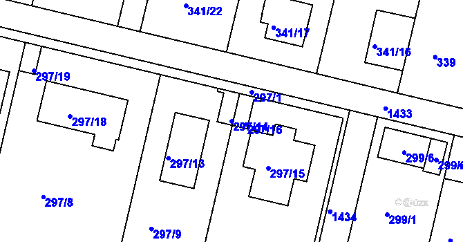 Parcela st. 297/14 v KÚ Jinonice, Katastrální mapa