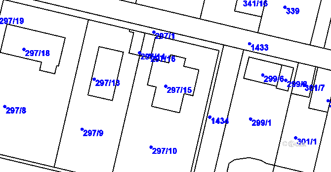 Parcela st. 297/15 v KÚ Jinonice, Katastrální mapa