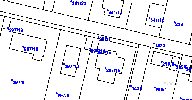 Parcela st. 297/16 v KÚ Jinonice, Katastrální mapa