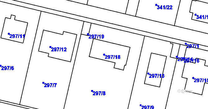 Parcela st. 297/18 v KÚ Jinonice, Katastrální mapa