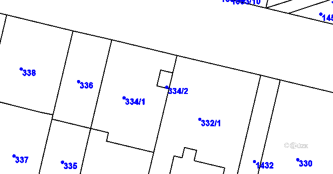 Parcela st. 334/2 v KÚ Jinonice, Katastrální mapa