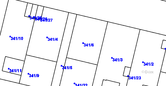 Parcela st. 341/6 v KÚ Jinonice, Katastrální mapa