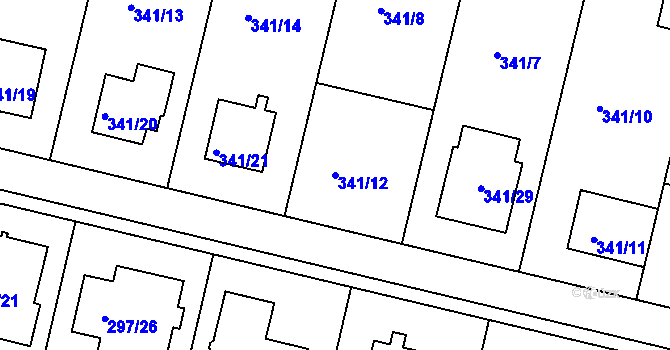 Parcela st. 341/12 v KÚ Jinonice, Katastrální mapa
