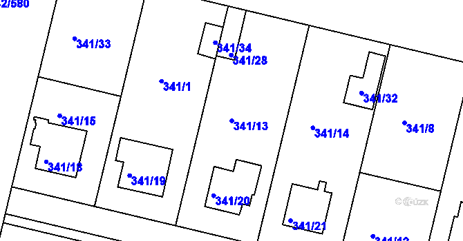 Parcela st. 341/13 v KÚ Jinonice, Katastrální mapa