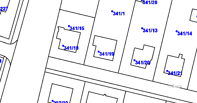 Parcela st. 341/19 v KÚ Jinonice, Katastrální mapa