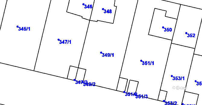 Parcela st. 349/1 v KÚ Jinonice, Katastrální mapa
