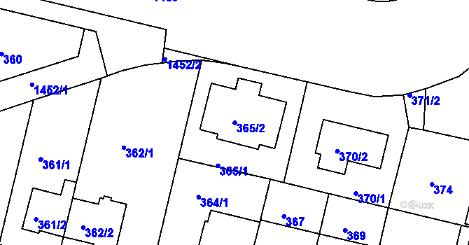 Parcela st. 365/2 v KÚ Jinonice, Katastrální mapa
