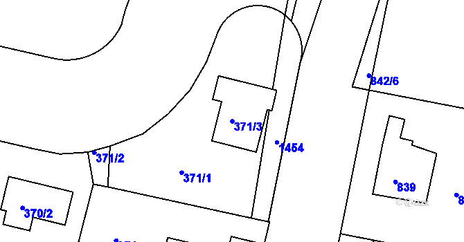 Parcela st. 371/3 v KÚ Jinonice, Katastrální mapa