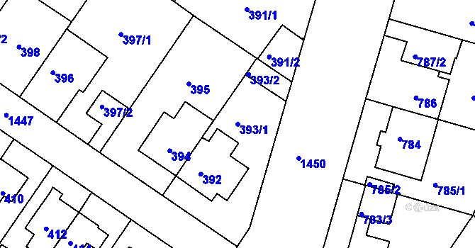 Parcela st. 393/1 v KÚ Jinonice, Katastrální mapa
